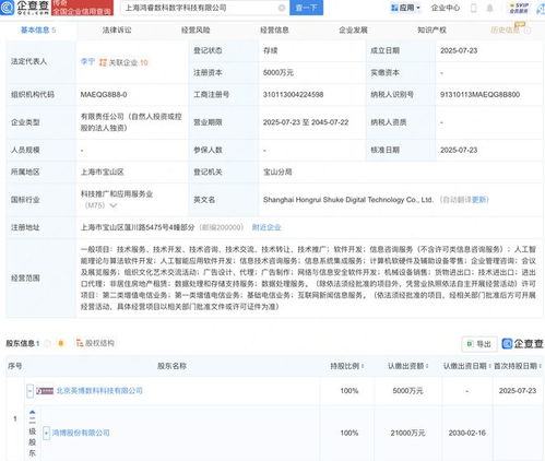 鸿博股份投资成立数字科技新公司，加速布局信息技术咨询服务